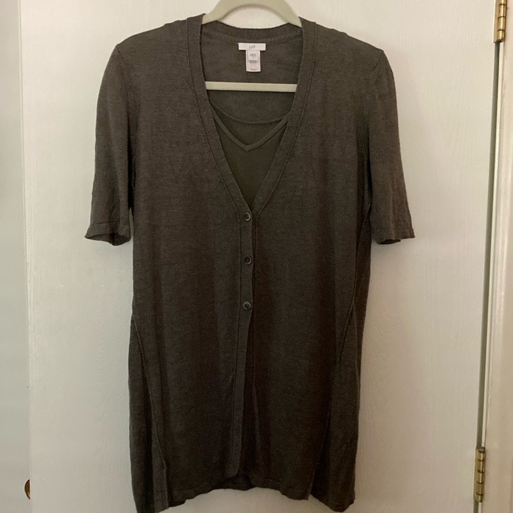 J Jill linen blend cardigan and matching tank, medium, khaki green